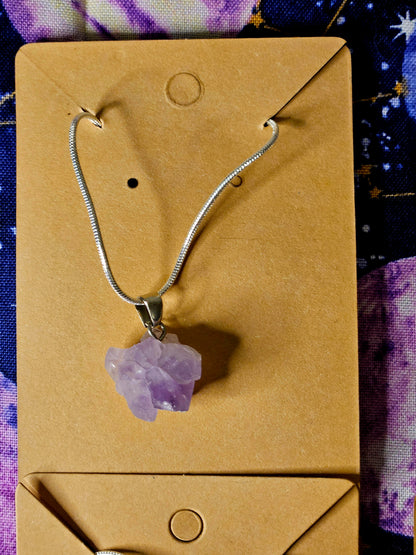 Amethyst Cluster Necklace - Natural Crystal Jewelry for Protection & Emotional Balance