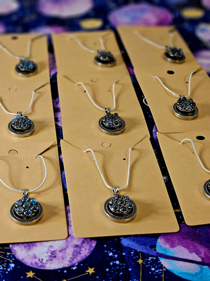 Rotating Labradorite Flower Necklace - Crystal Pendant for Protection & Transformation