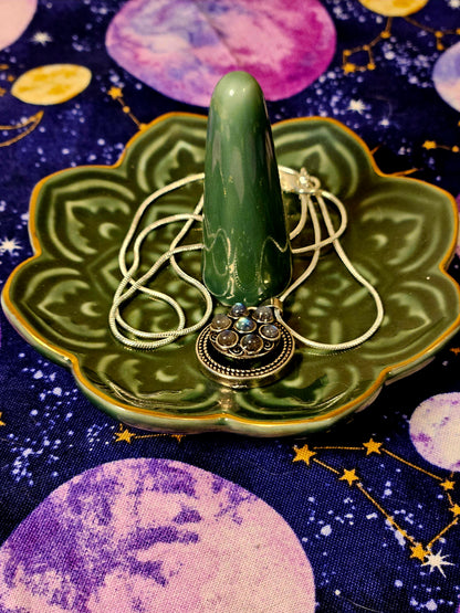 Rotating Labradorite Flower Necklace - Crystal Pendant for Protection & Transformation