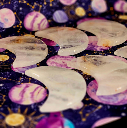 Clear Quartz Crescent Moon - Crystal Charging Display Plate