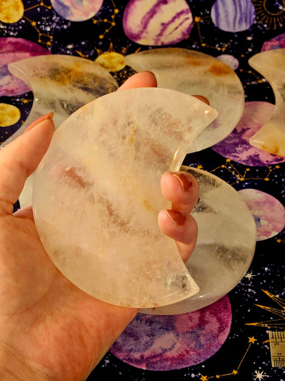 Clear Quartz Crescent Moon - Crystal Charging Display Plate