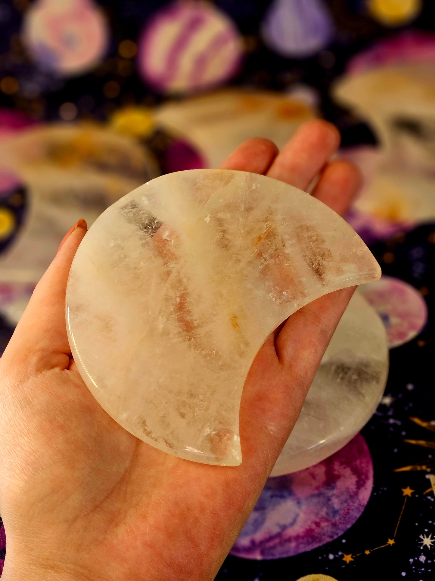 Clear Quartz Crescent Moon Plate