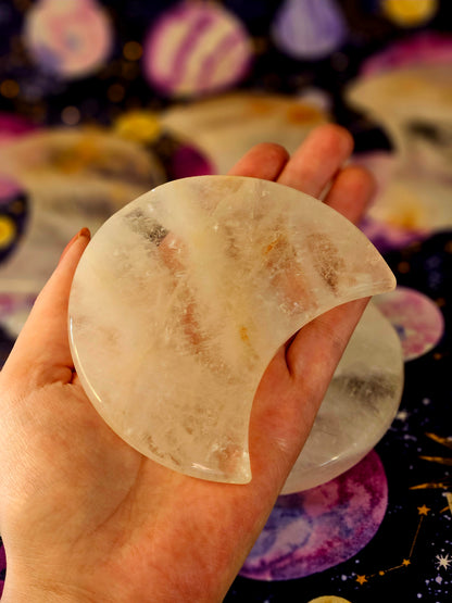 Clear Quartz Crescent Moon - Crystal Charging Display Plate