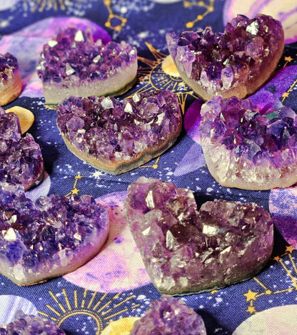 Brazilian Amethyst Heart Cluster - Natural Purple Crystal for Protection & Mental Clarity