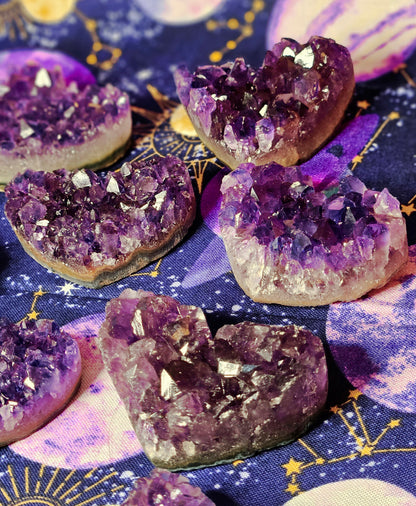Brazilian Amethyst Heart Cluster - Natural Purple Crystal for Protection & Mental Clarity