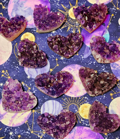 Brazilian Amethyst Heart Cluster - Natural Purple Crystal for Protection & Mental Clarity