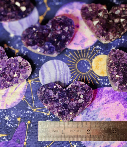 Brazilian Amethyst Heart Cluster - Natural Purple Crystal for Protection & Mental Clarity