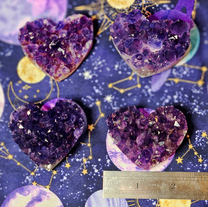 Brazilian Amethyst Heart Cluster - Natural Purple Crystal for Protection & Mental Clarity