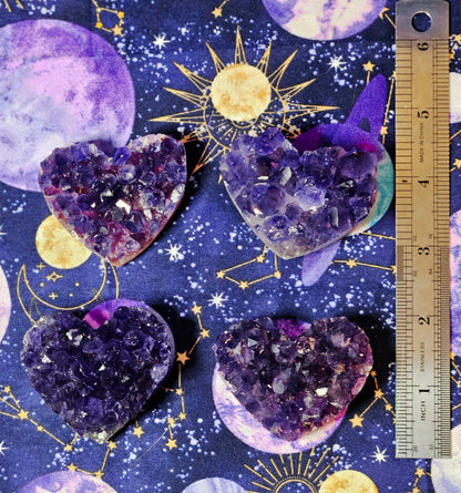 Brazilian Amethyst Heart Cluster - Natural Purple Crystal for Protection & Mental Clarity