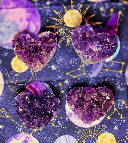 Brazilian Amethyst Heart Cluster - Natural Purple Crystal for Protection & Mental Clarity