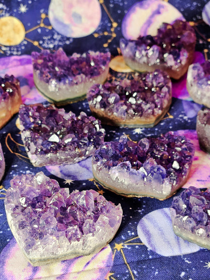 Brazilian Amethyst Heart Cluster - Natural Purple Crystal for Protection & Mental Clarity