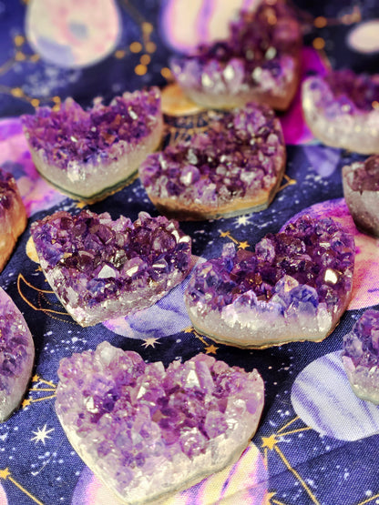 Brazilian Amethyst Heart Cluster - Natural Purple Crystal for Protection & Mental Clarity