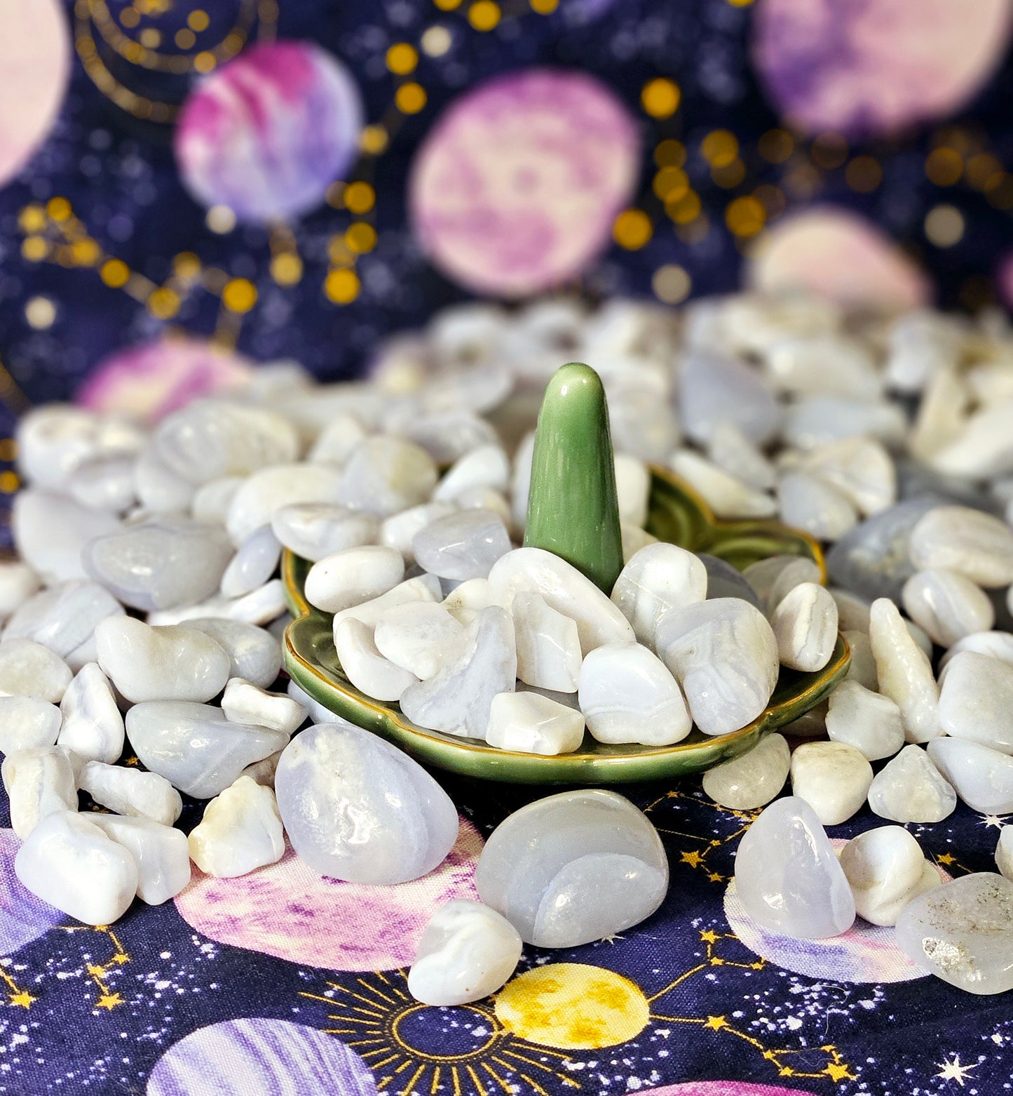 Assorted Tumbles & Pocket Stone Crystals Collection Set in Velvet Celestial Bag