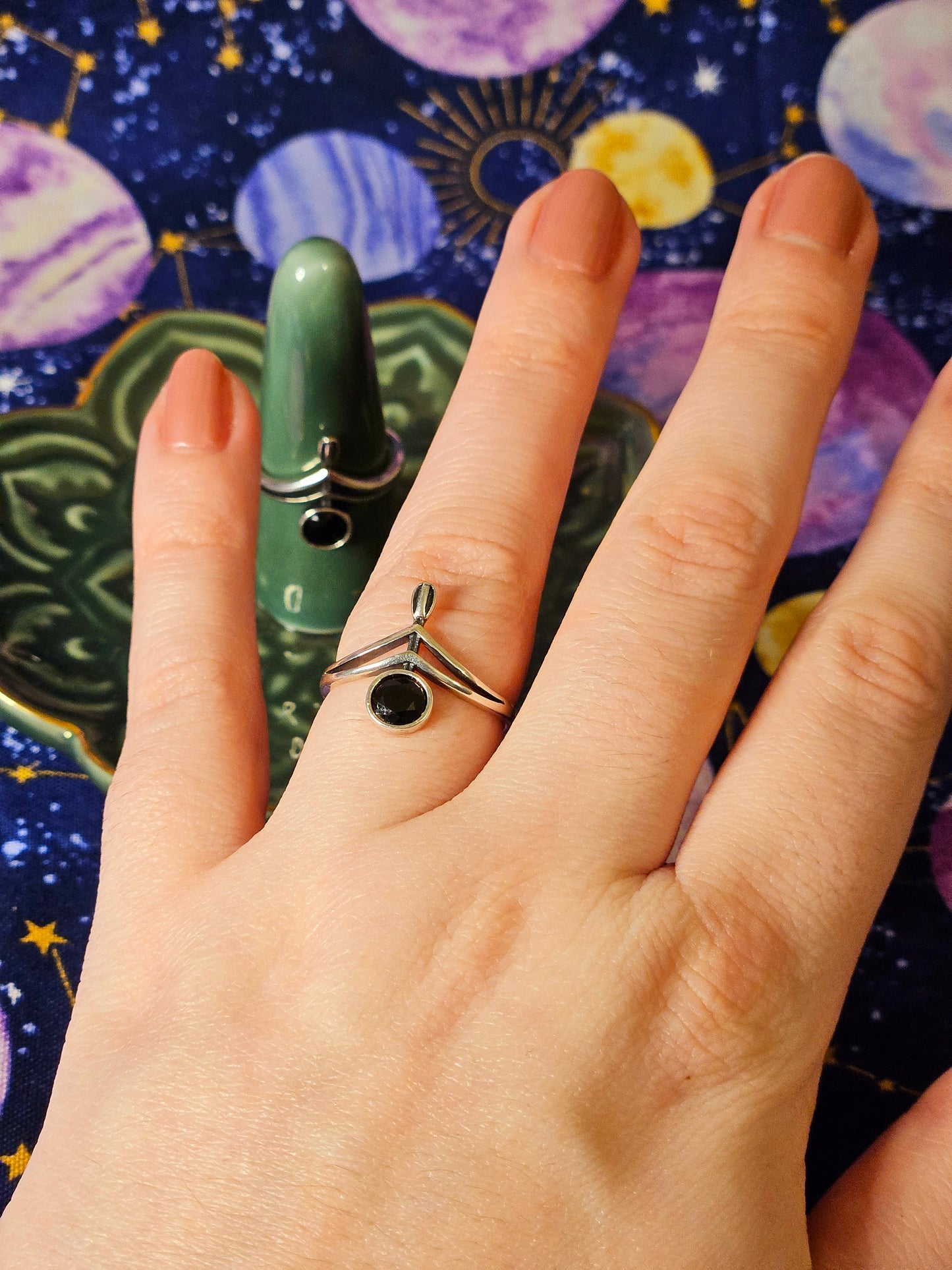 Sterling Silver Black Tourmaline Ring