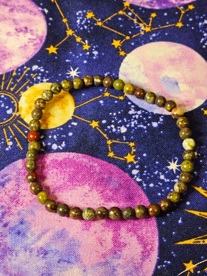 Dragon Bloodstone Bracelet - 4mm Crystal Bead Jewelry for Courage & Protection