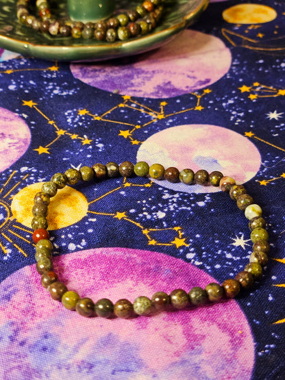 Dragon Bloodstone Bracelet - 4mm Crystal Bead Jewelry for Courage & Protection
