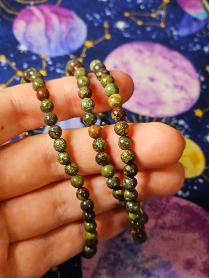 Dragon Bloodstone Bracelet - 4mm Crystal Bead Jewelry for Courage & Protection