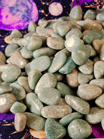 Amazonite Tumbled Stones - 5 Piece Crystal Set for Anxiety Relief & Emotional Balance