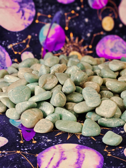 Amazonite Tumbled Stones - 5 Piece Crystal Set for Anxiety Relief & Emotional Balance