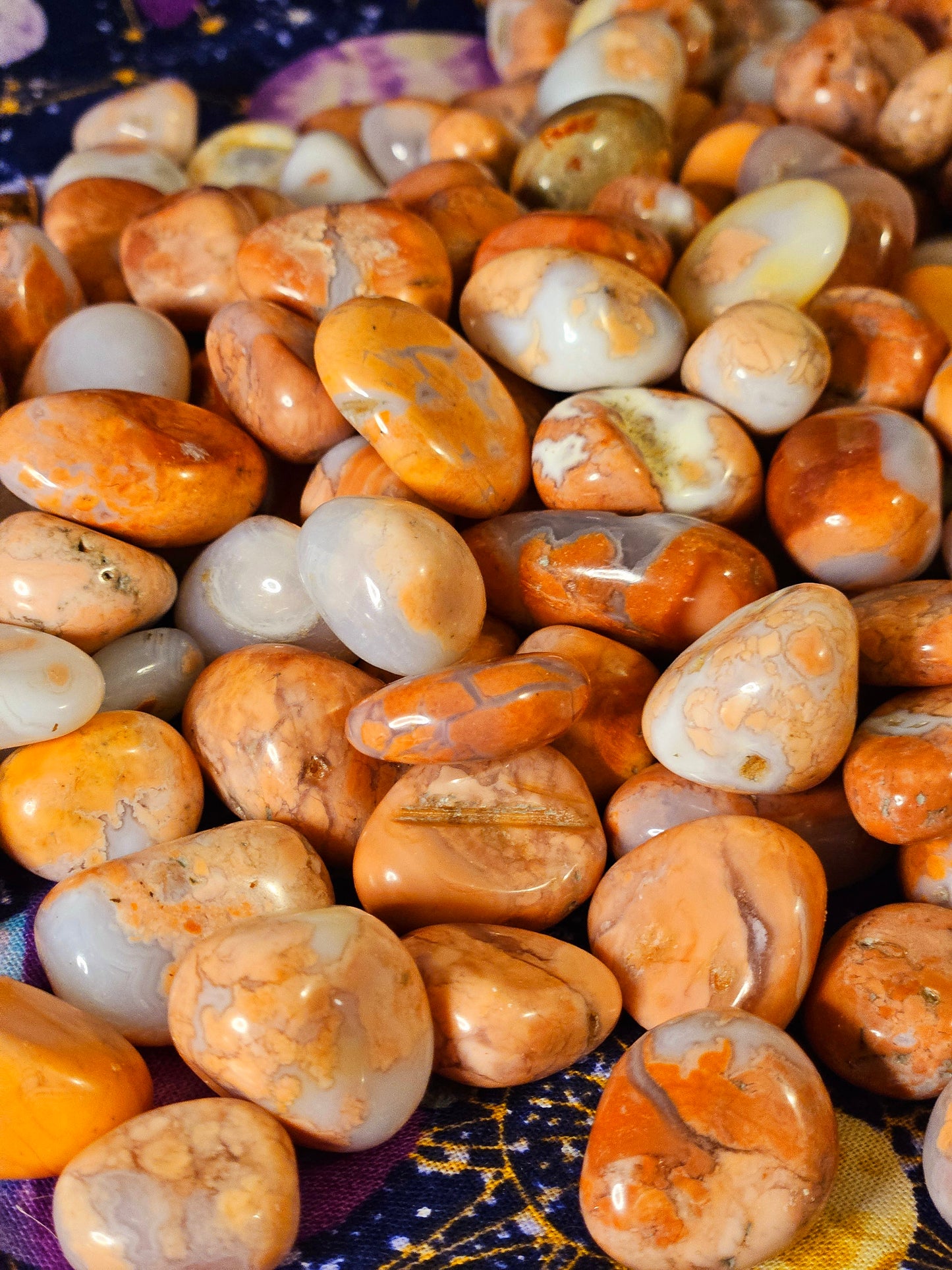 Assorted Tumbles & Pocket Stone Crystals Collection Set in Velvet Celestial Bag