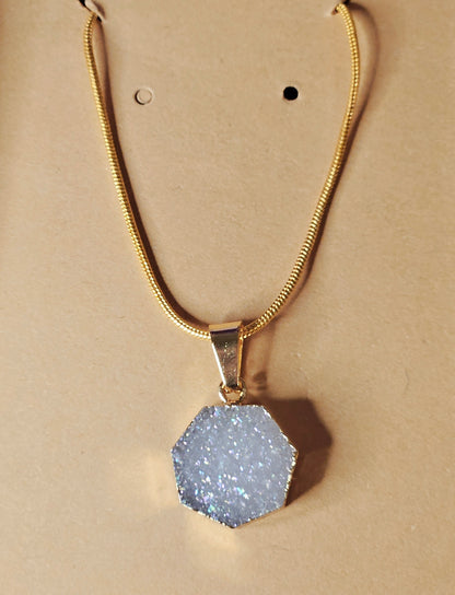 Aura Agate Druzy Necklace - Crystal Jewelry for Anxiety & Emotional Healing