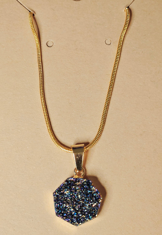 Aura Agate Druzy Necklace - Crystal Jewelry for Anxiety & Emotional Healing