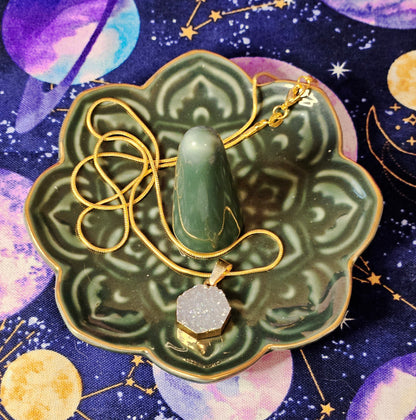 Aura Agate Druzy Necklace - Crystal Jewelry for Anxiety & Emotional Healing