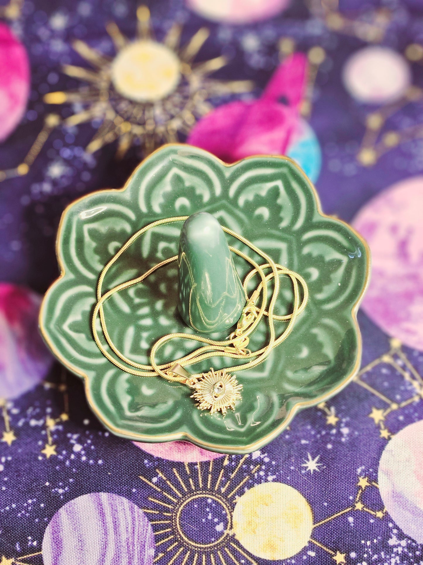 18K Gold Evil Eye Protection Pendant on 14K Gold Plated 20inch Snake Chain Necklace