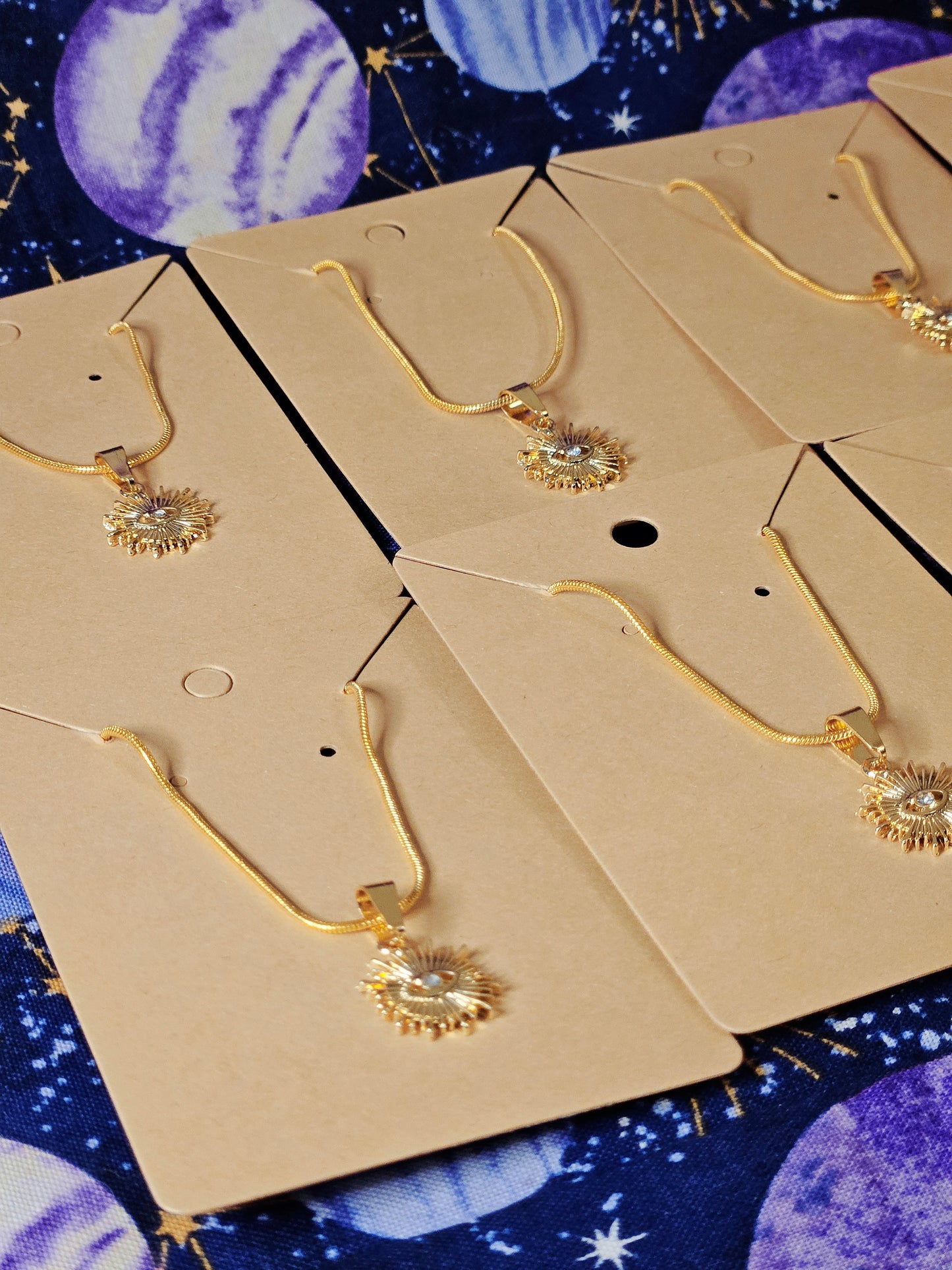 18K Gold Evil Eye Protection Pendant on 14K Gold Plated 20inch Snake Chain Necklace