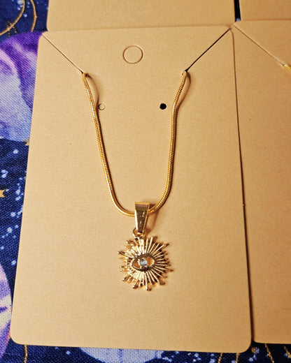 Evil Eye Necklace - 18K Gold Protection Pendant on 20 inch 14k Gold Plated Chain