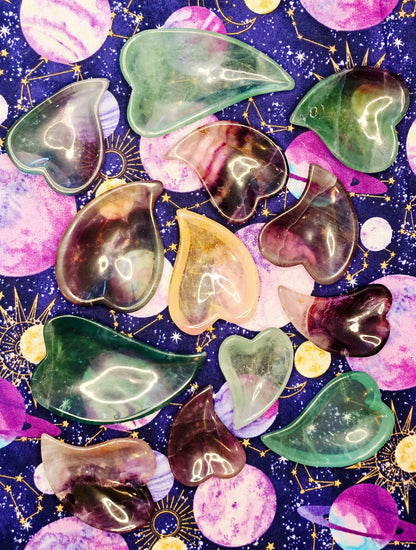 Fluorite Leaf Bowl - Green Purple Yellow Fluorite Leaf Trinket Bowl for Clarity & Balance