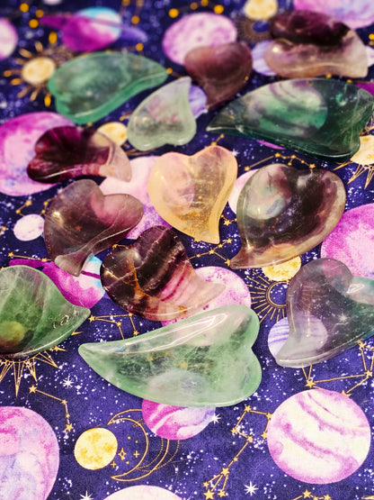 Fluorite Leaf Bowl - Green Purple Yellow Fluorite Leaf Trinket Bowl for Clarity & Balance