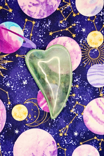 Fluorite Leaf Bowl - Green Purple Yellow Fluorite Leaf Trinket Bowl for Clarity & Balance