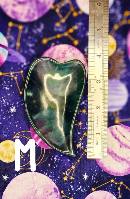 Fluorite Leaf Bowl - Green Purple Yellow Fluorite Leaf Trinket Bowl for Clarity & Balance