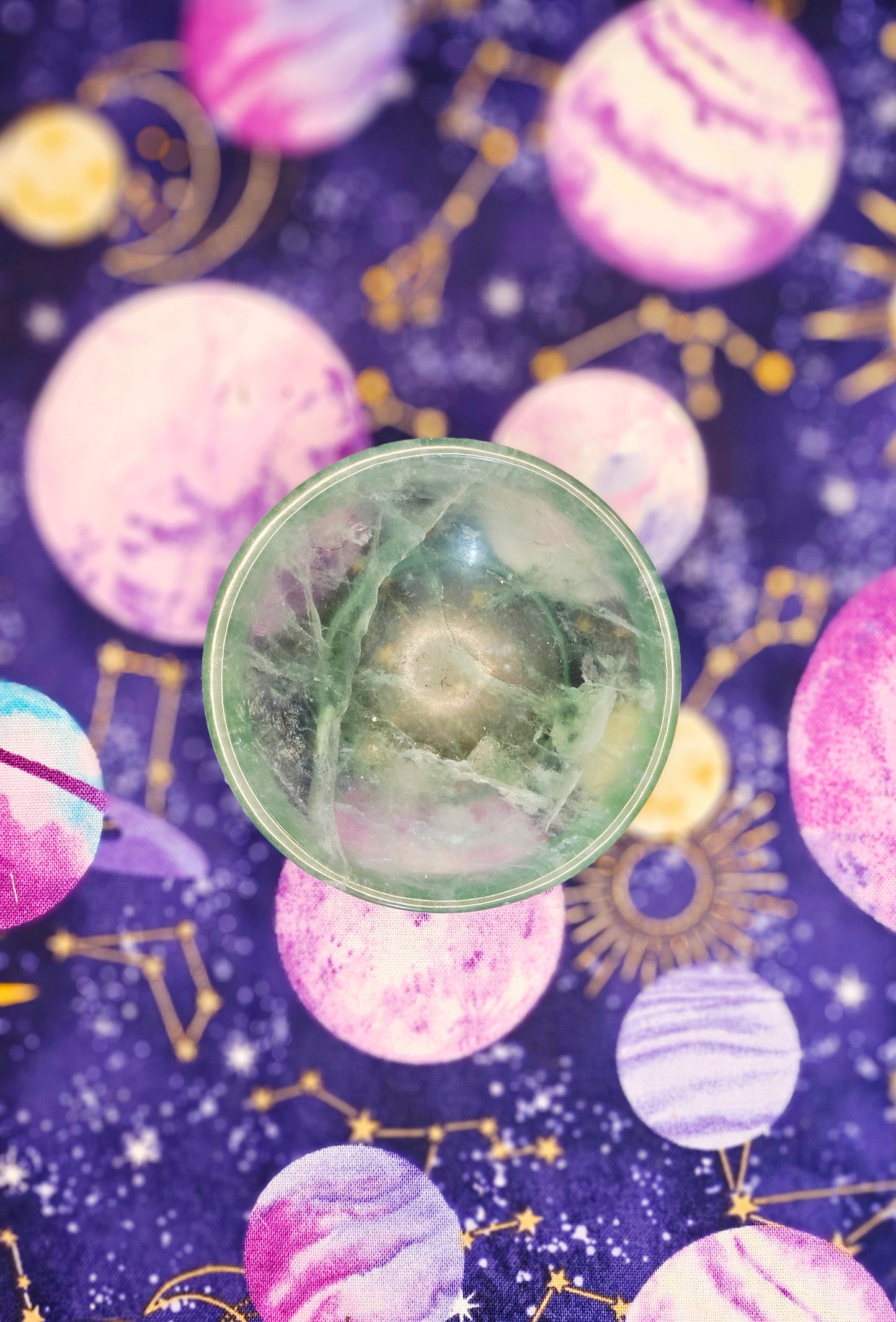 Round Green Fluorite Bowl - Crystal Bowl for Clarity & Emotional Healing
