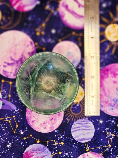 Round Green Fluorite Bowl - Crystal Bowl for Clarity & Emotional Healing