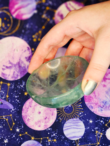 Round Green Fluorite Bowl - Crystal Bowl for Clarity & Emotional Healing