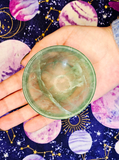 Round Green Fluorite Bowl - Crystal Bowl for Clarity & Emotional Healing