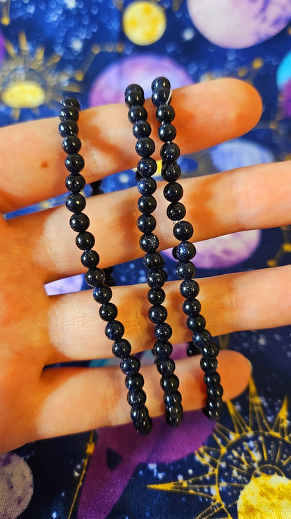 Blue Sandstone Crystal Bracelet - 4mm Natural Stone Bead Bracelet for Ambition & Manifestation