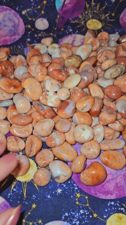 Pink Sakura Agate Tumbles - Natural Crystal Set for Healing & Rebirth