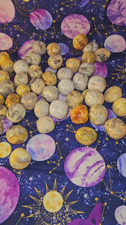 Crazy Lace Agate Tumbled Stone - Yellow Grey Natural Polished Stone Crystal for Joy & Confidence