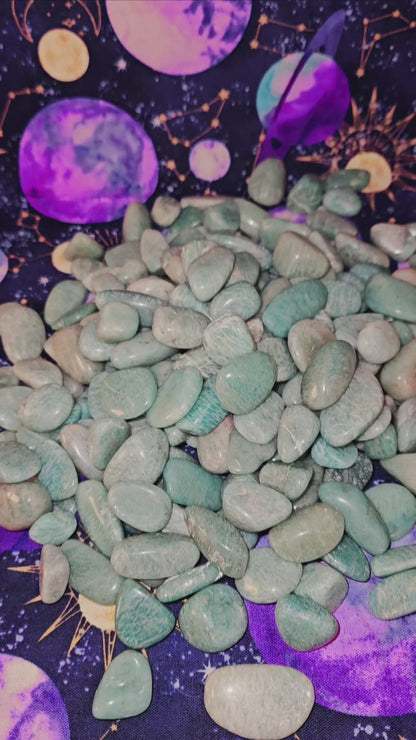 Amazonite Tumbled Stones - 5 Piece Crystal Set for Anxiety Relief & Emotional Balance