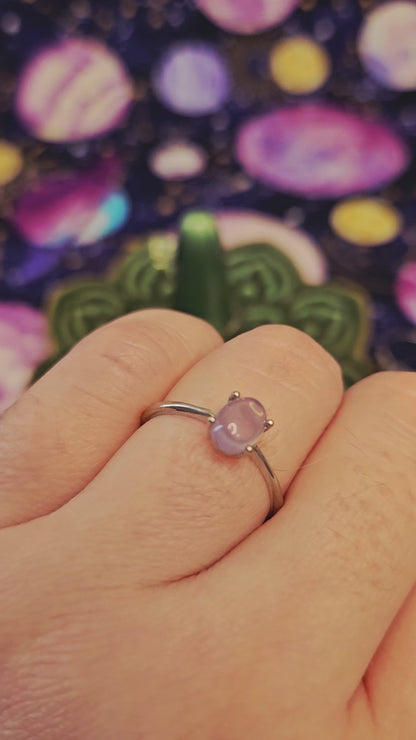 Pale Lavender Quartz Ring - Adjustable Crystal Jewelry for Emotional Healing & Calm