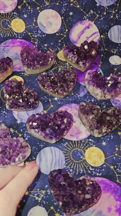 Brazilian Amethyst Heart Cluster - Natural Purple Crystal for Protection & Mental Clarity