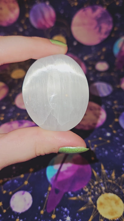 Selenite Palm Stone - Crystal for Energy Cleansing & Meditation