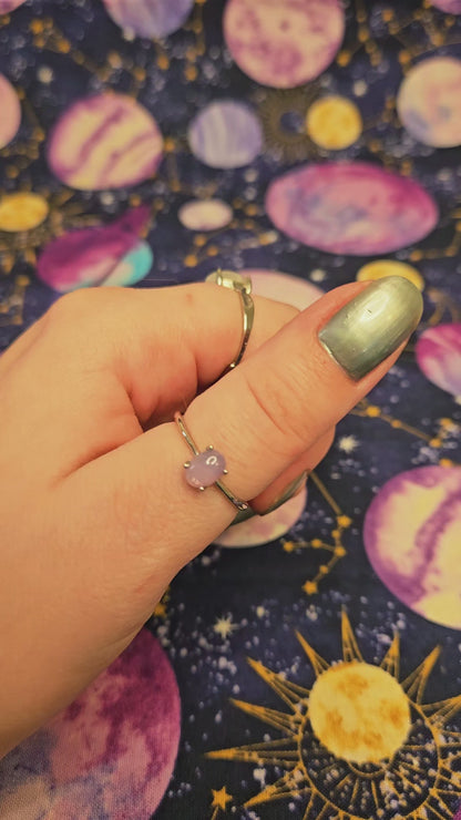 Pale Lavender Quartz Ring - Adjustable Crystal Jewelry for Emotional Healing & Calm
