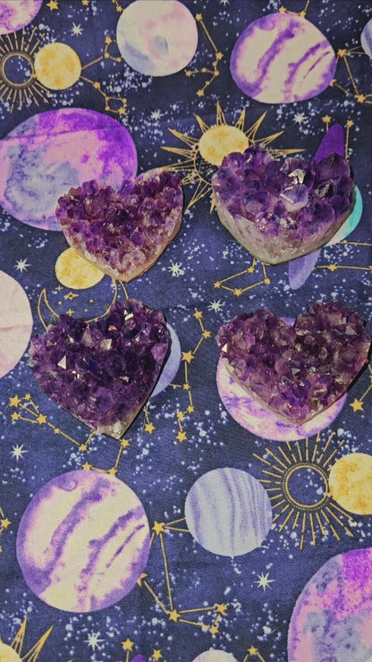 Brazilian Amethyst Heart Cluster - Natural Purple Crystal for Protection & Mental Clarity