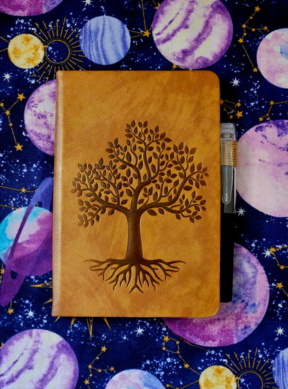 Tree of Life Leather Journal - Mini Pocket Notebook for Writing & Reflection/Shadow Work