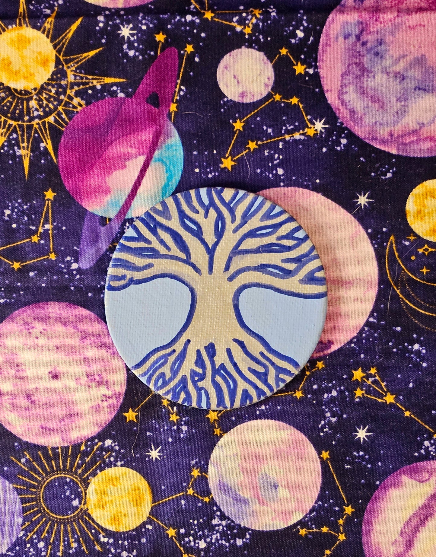 "Seasons of Life" Tree of Life Hand-Painted Round Fridge Magnet Set