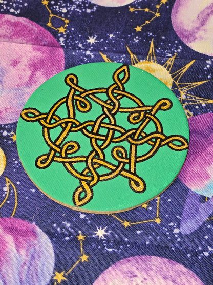 Three Layer Celtic Knot Magnet - 3inch Round Hand-Painted Irish Symbol Decor
